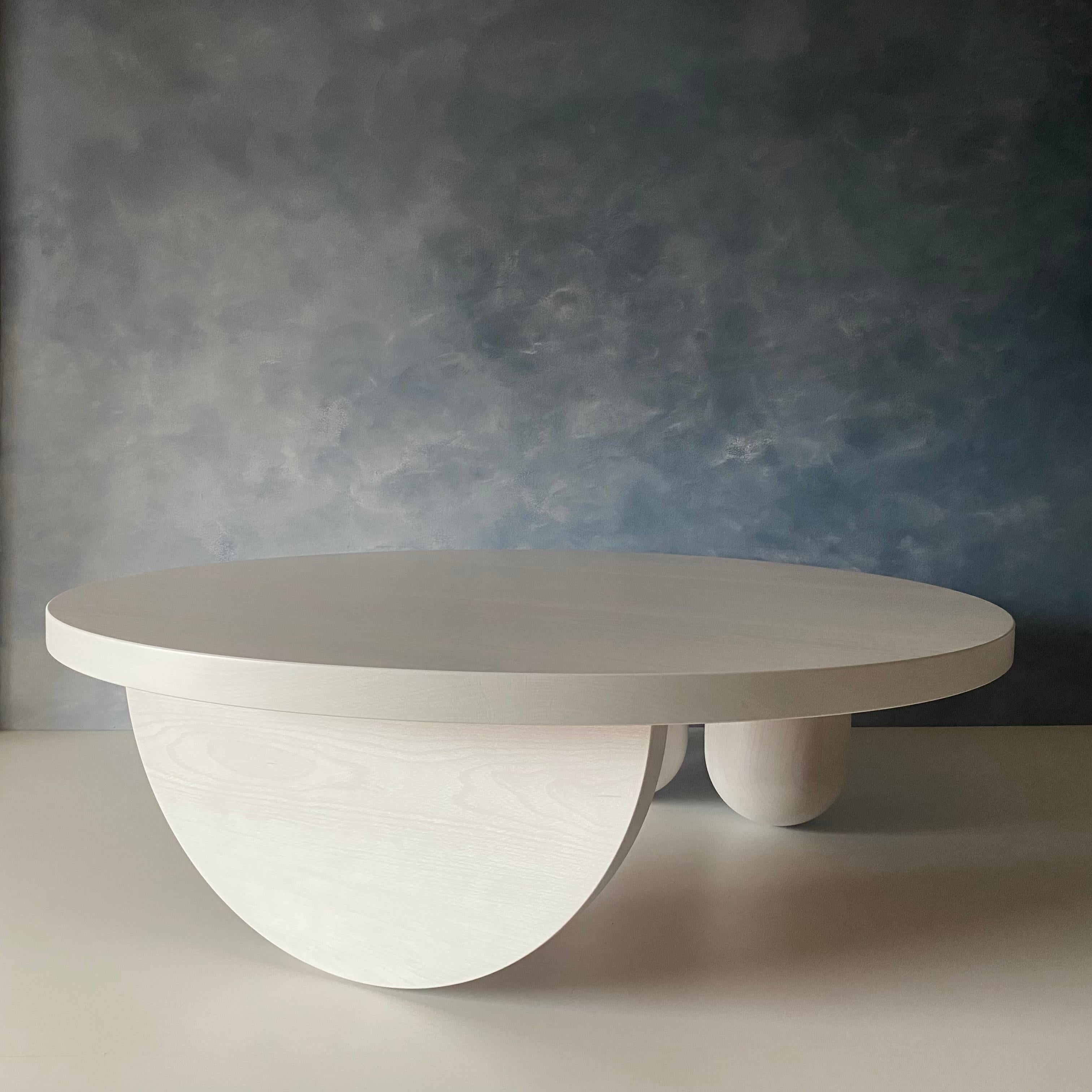 Low Round Tricolumn Coffee Table by MSJ Furniture Studio In New Condition For Sale In Vancouver, BC