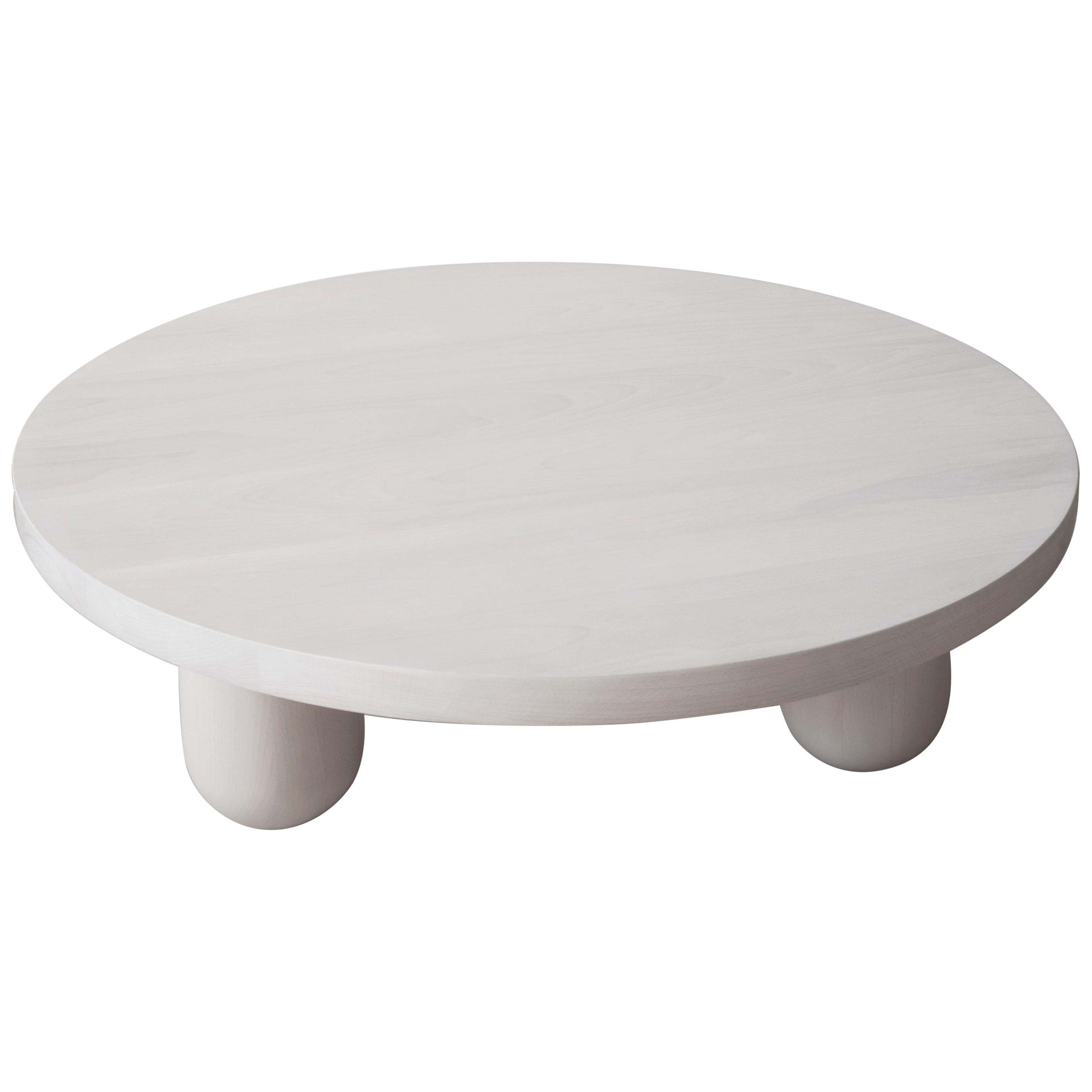 Low Round White Column Coffee Table by MSJ Furniture Studio