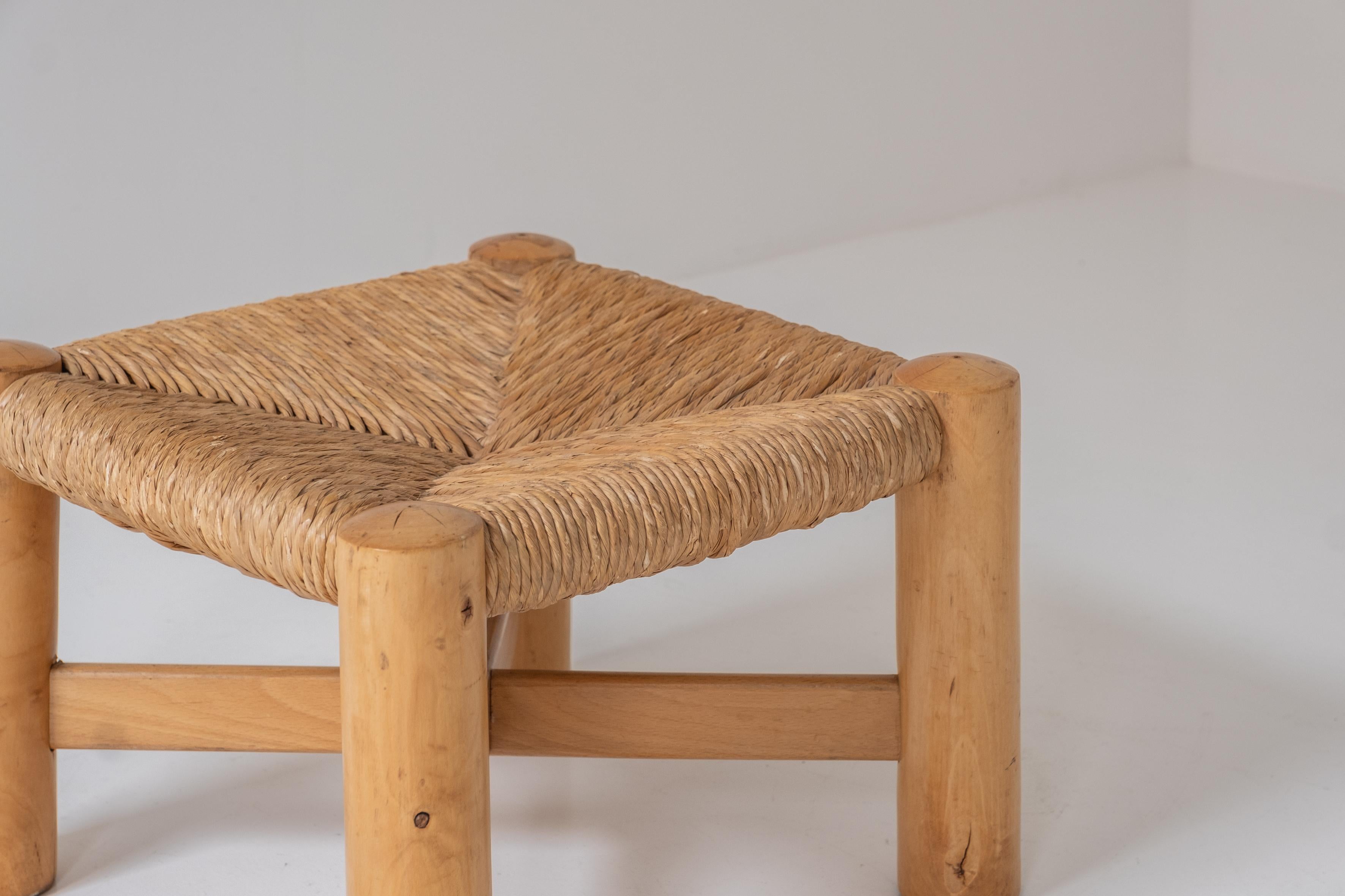 Low rush stool by Wim den Boon, The Netherlands 1950s In Good Condition In Antwerp, BE