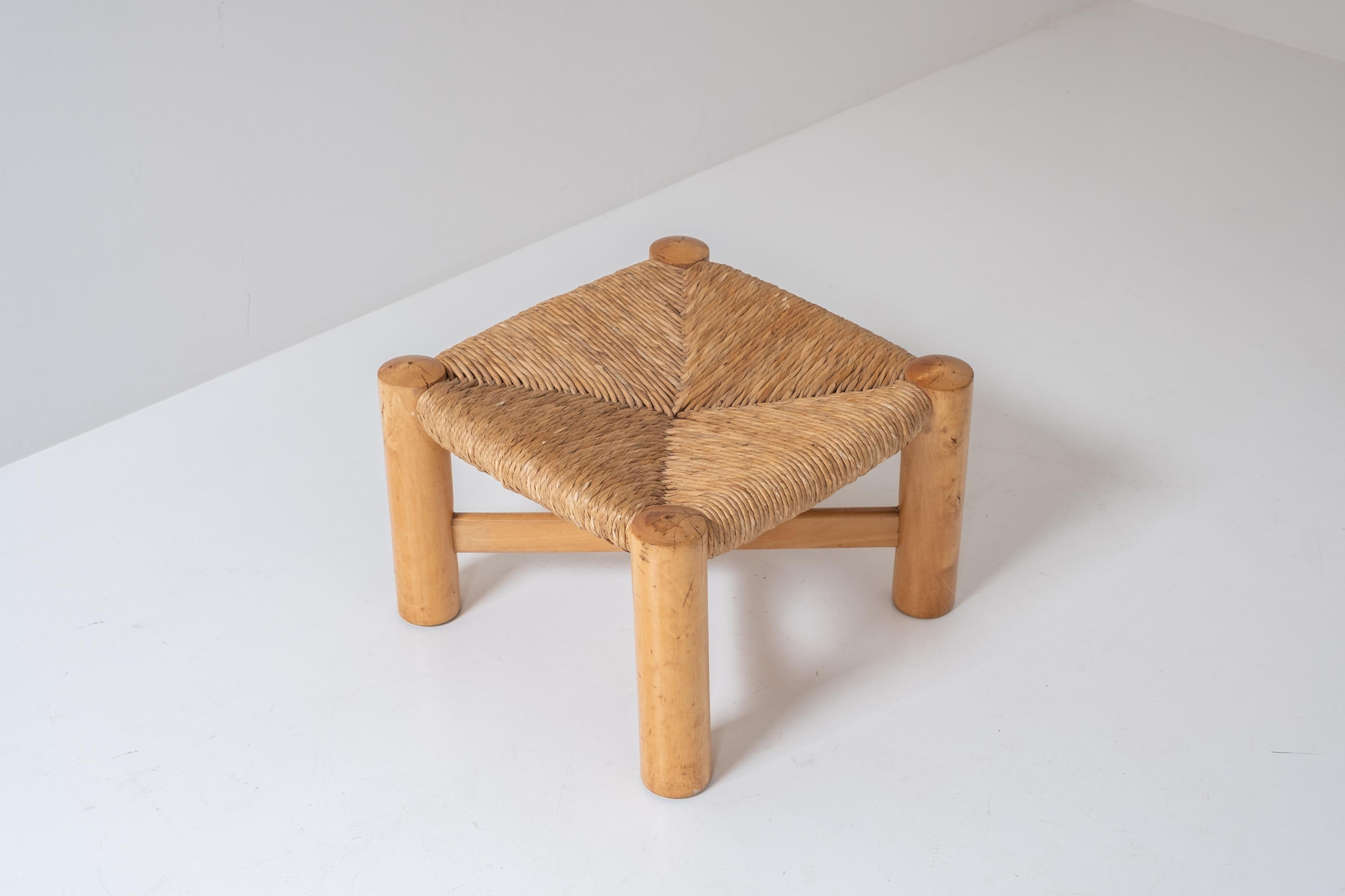 Mid-20th Century Low rush stool by Wim den Boon, The Netherlands 1950s
