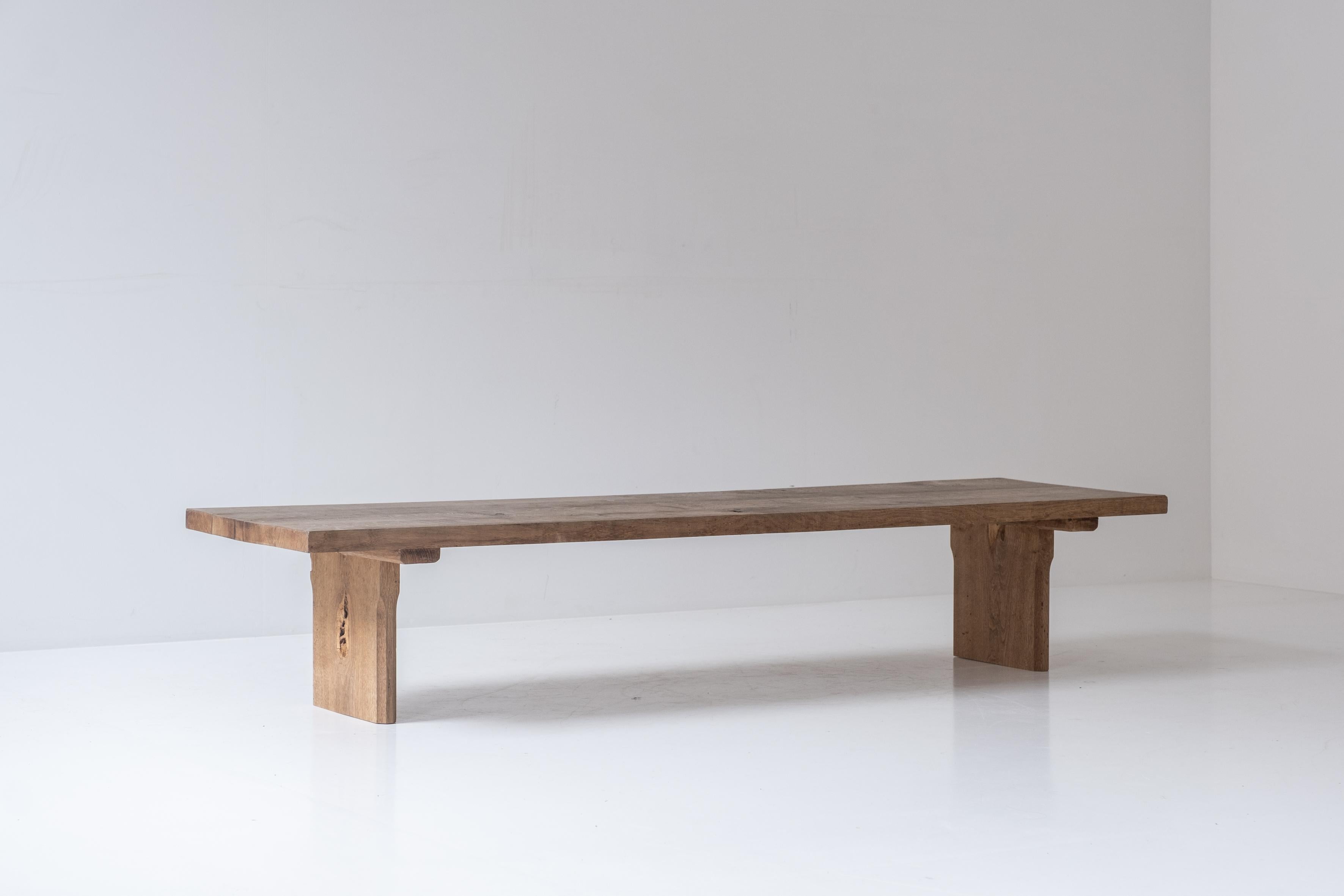 Arts and Crafts Low rustic coffee table from France, designed and handmade in the 1950s.