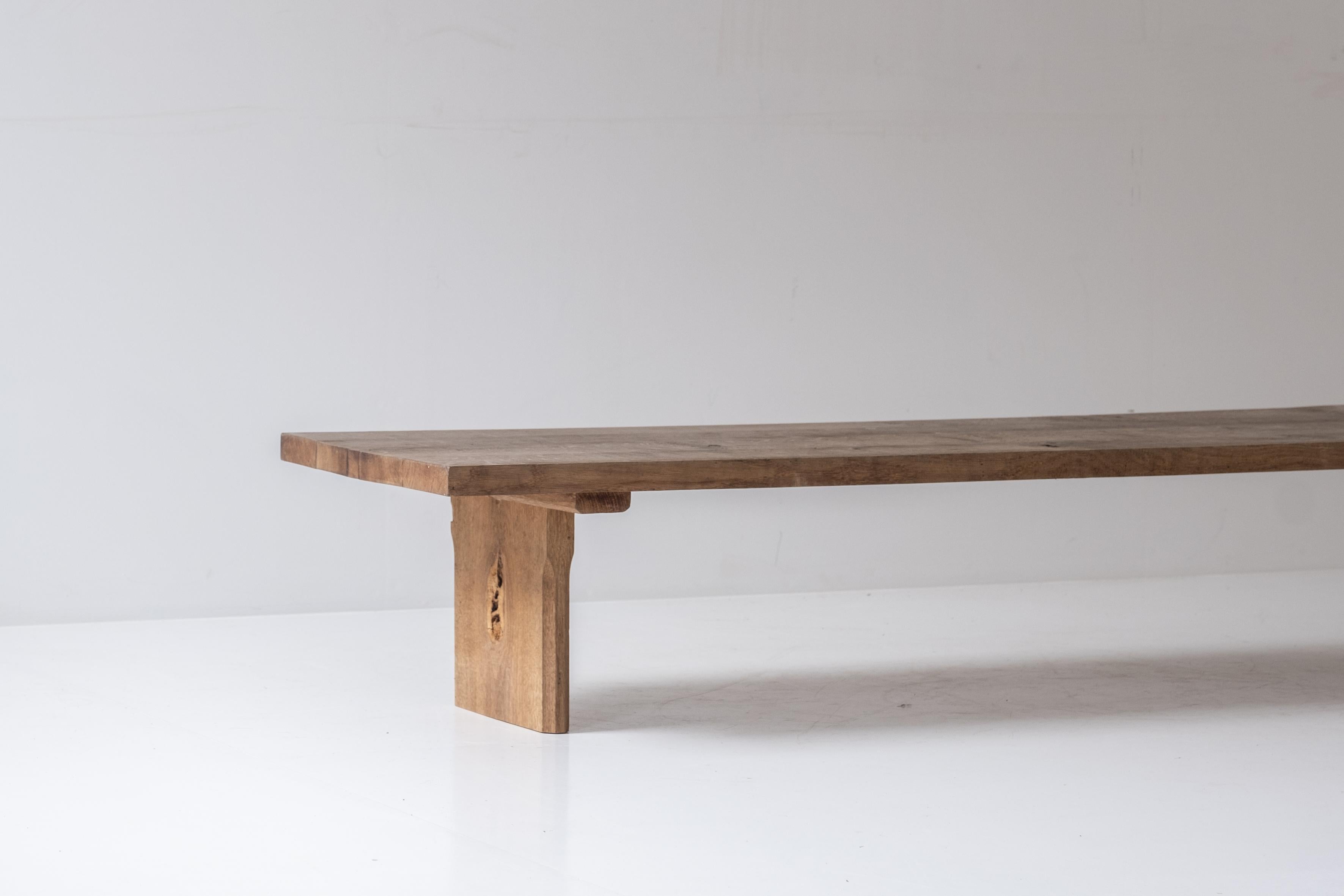French Low rustic coffee table from France, designed and handmade in the 1950s.