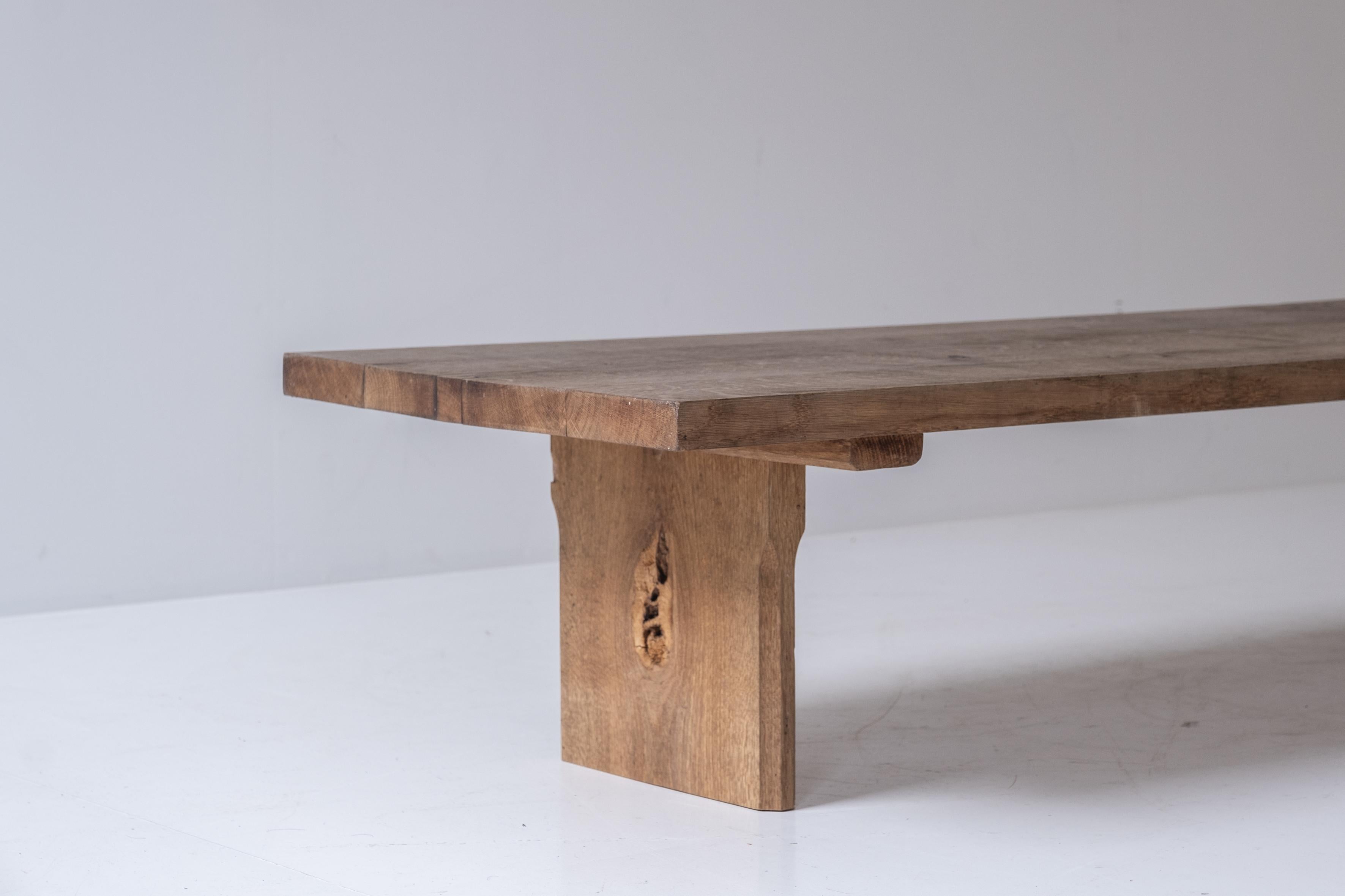 Mid-20th Century Low rustic coffee table from France, designed and handmade in the 1950s.