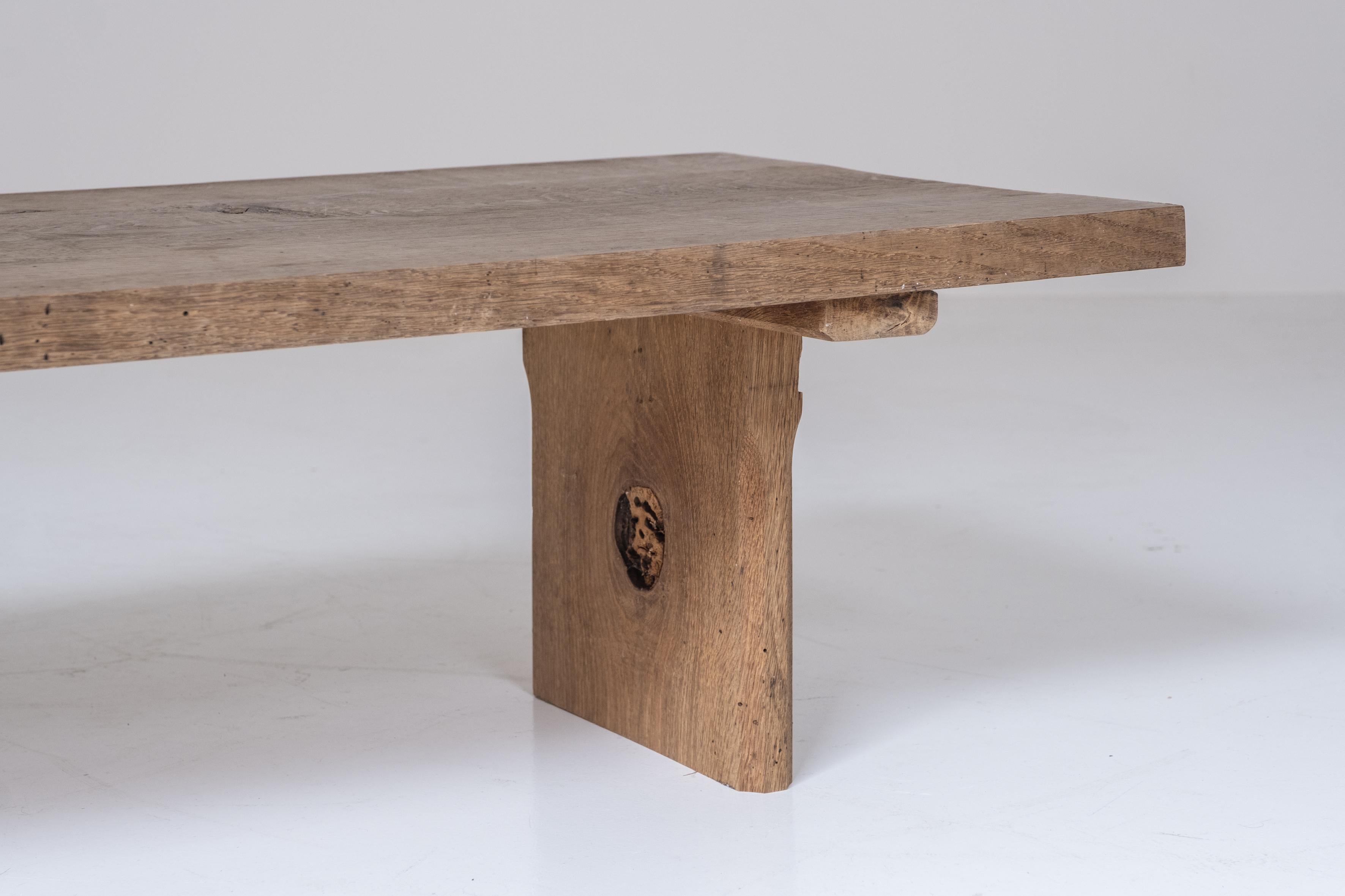 Elm Low rustic coffee table from France, designed and handmade in the 1950s.