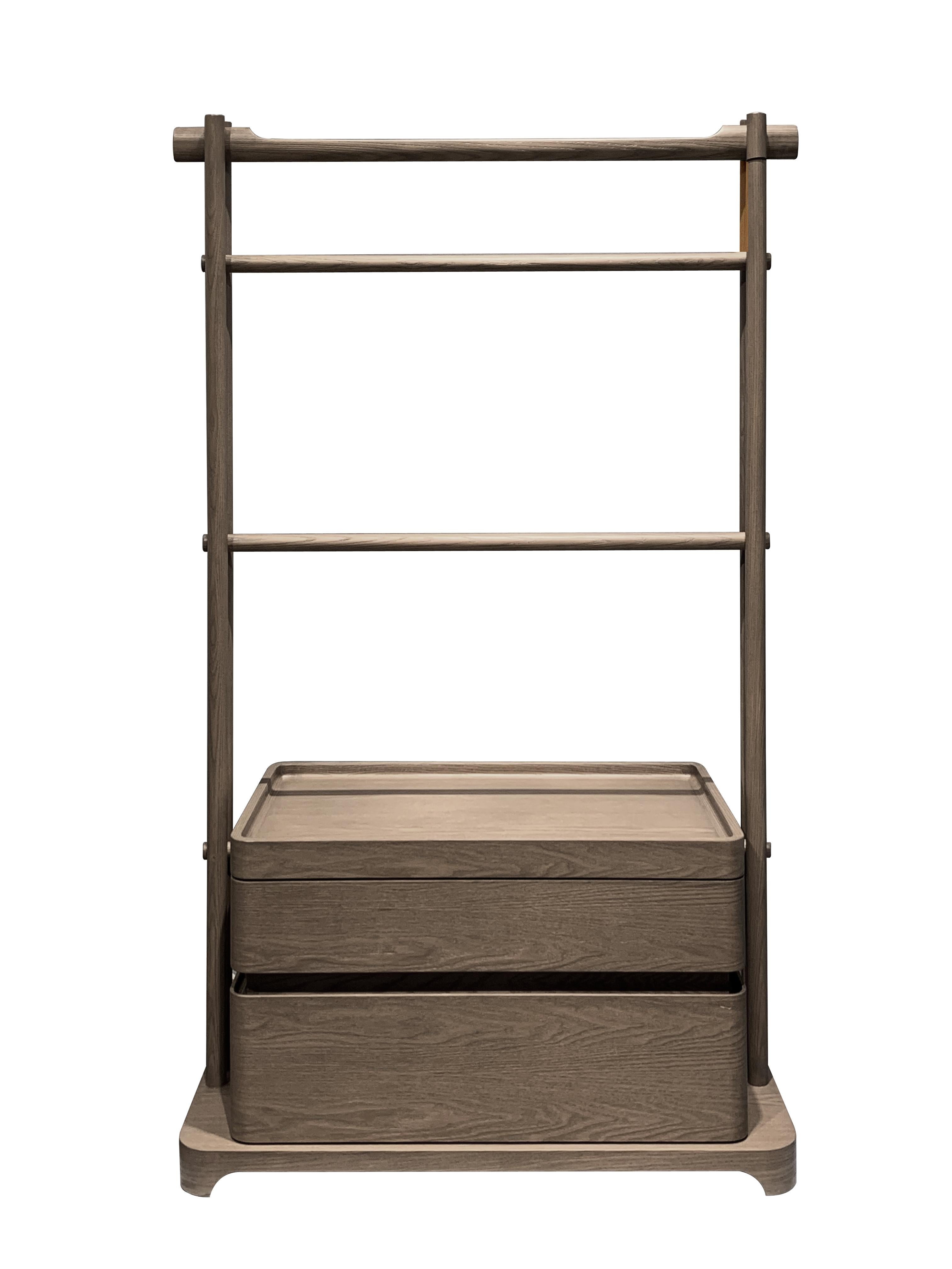 Veneer Low Scarf Stand Interlock André Fu Living Grey Oak Modern Cabinet New For Sale