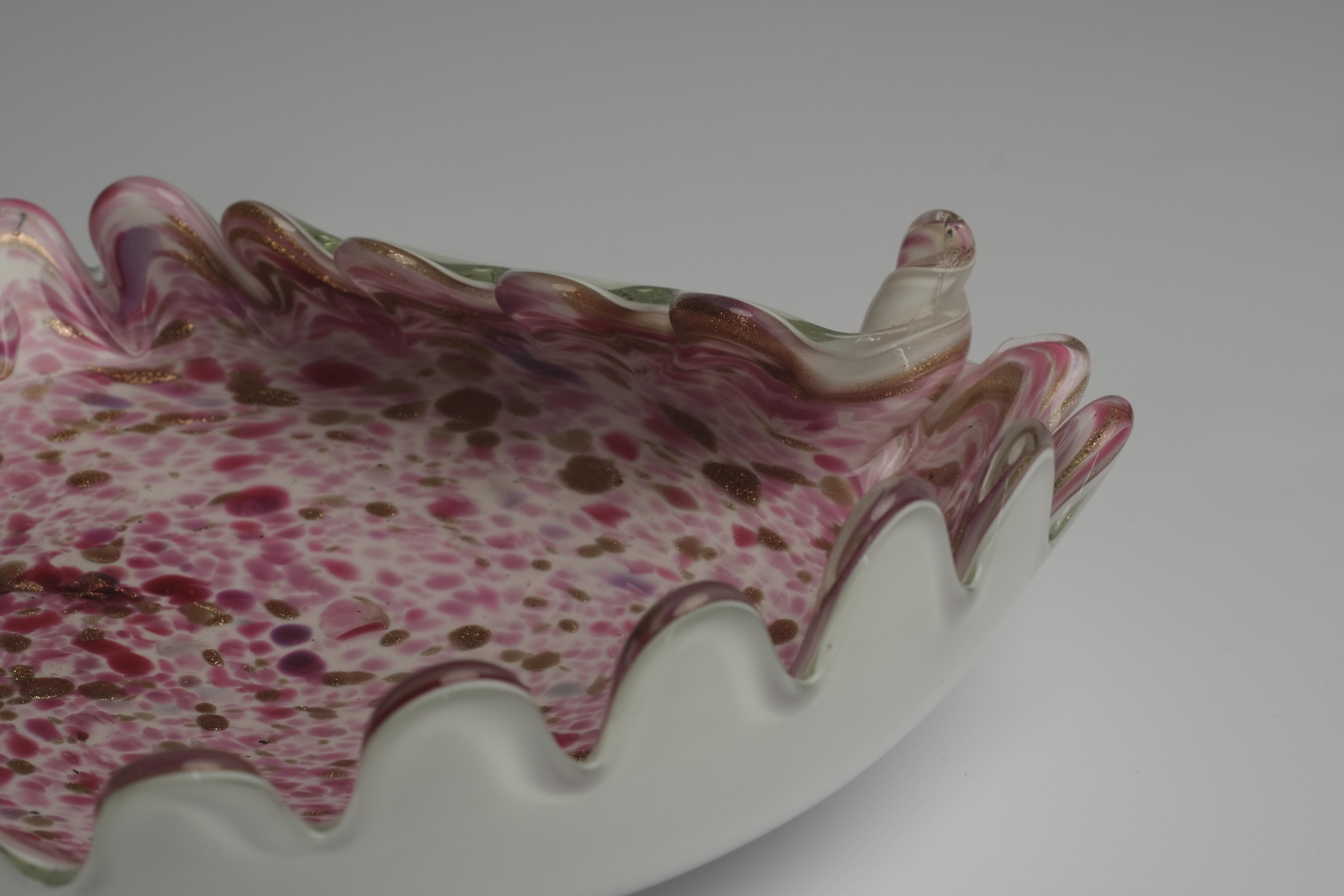 20th Century Low Serving Bowl Italian Murano Glass, 1960s For Sale
