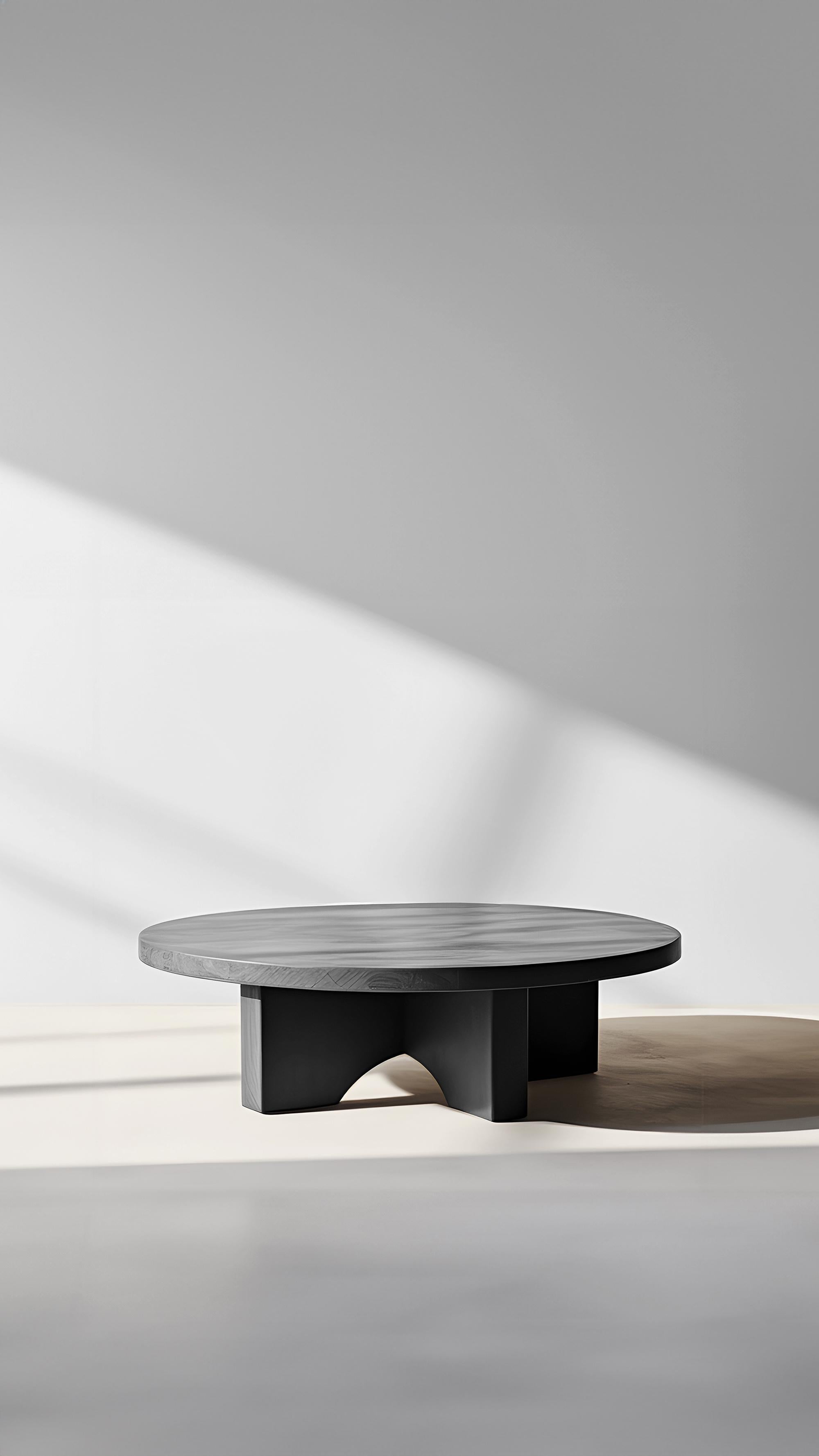 Contemporary Low-Set Round Coffee Table - Dark Finish Fundamenta 42 by NONO For Sale