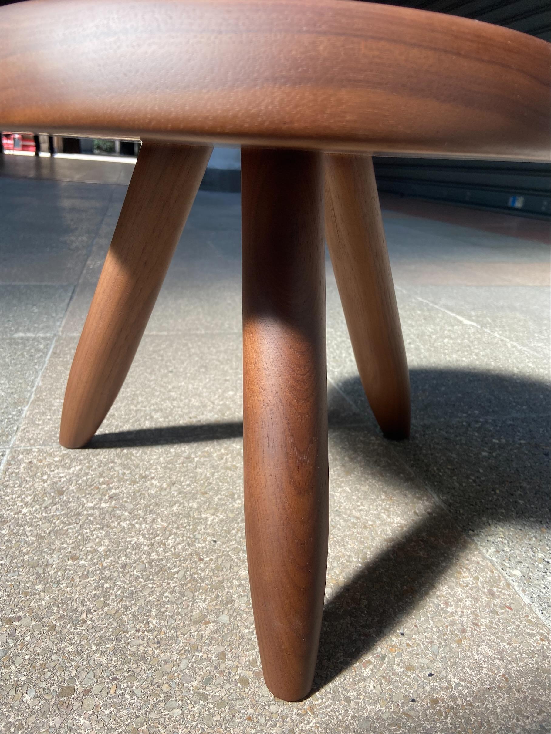 French Low Shepherd Stool, Charlotte Perriand Walnut, New Cassina Edition
