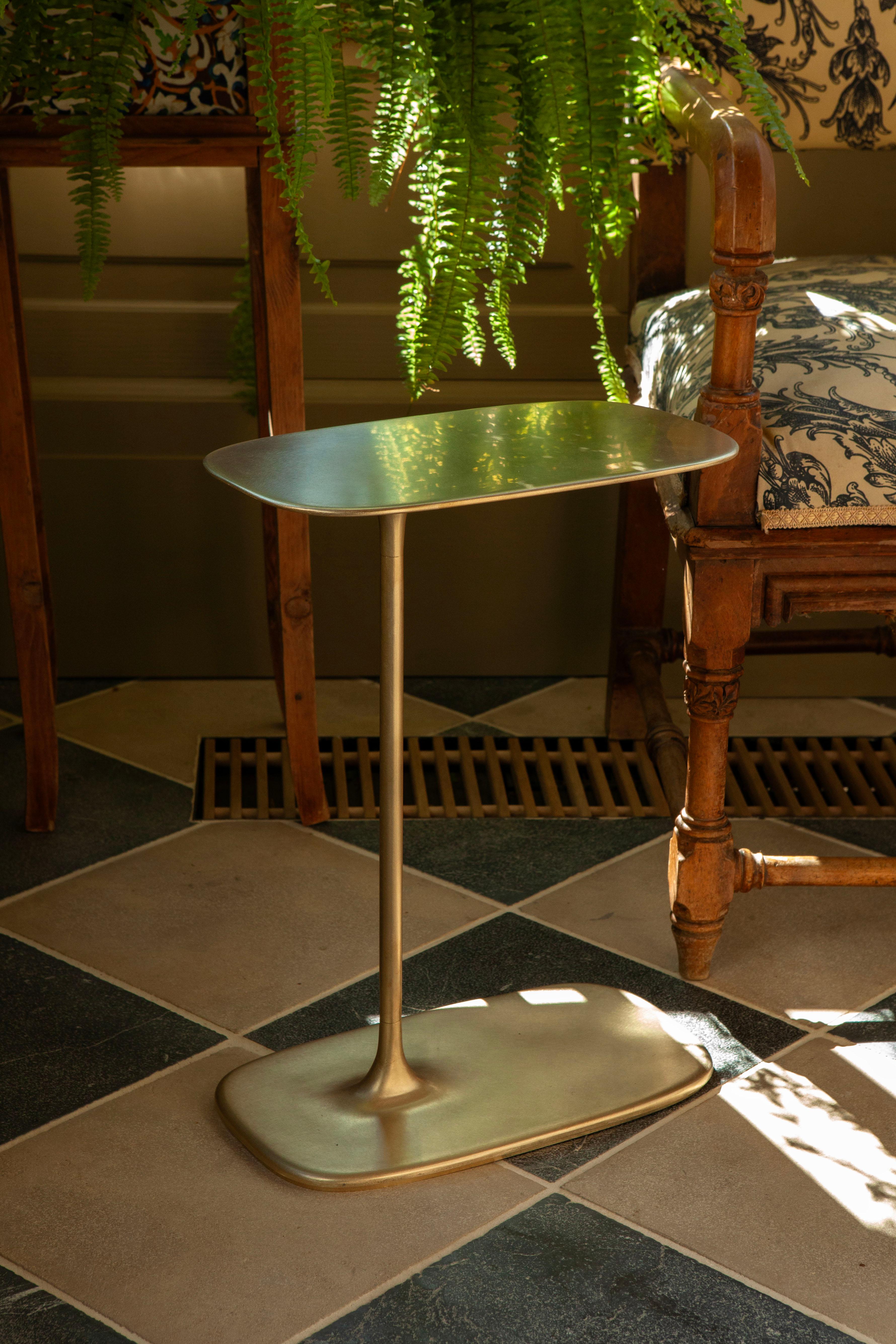 Polish Low Side Table - brass brushed For Sale