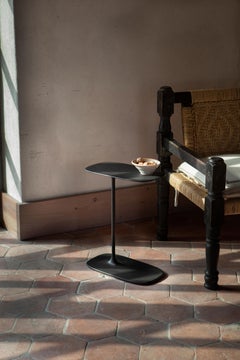 Side Table - Low Handmade Sandcasted Metal in Coated Black by Unism