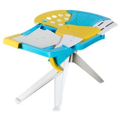 Low Side Table, Pierre Castignola, Blue, White and Yellow Plastic