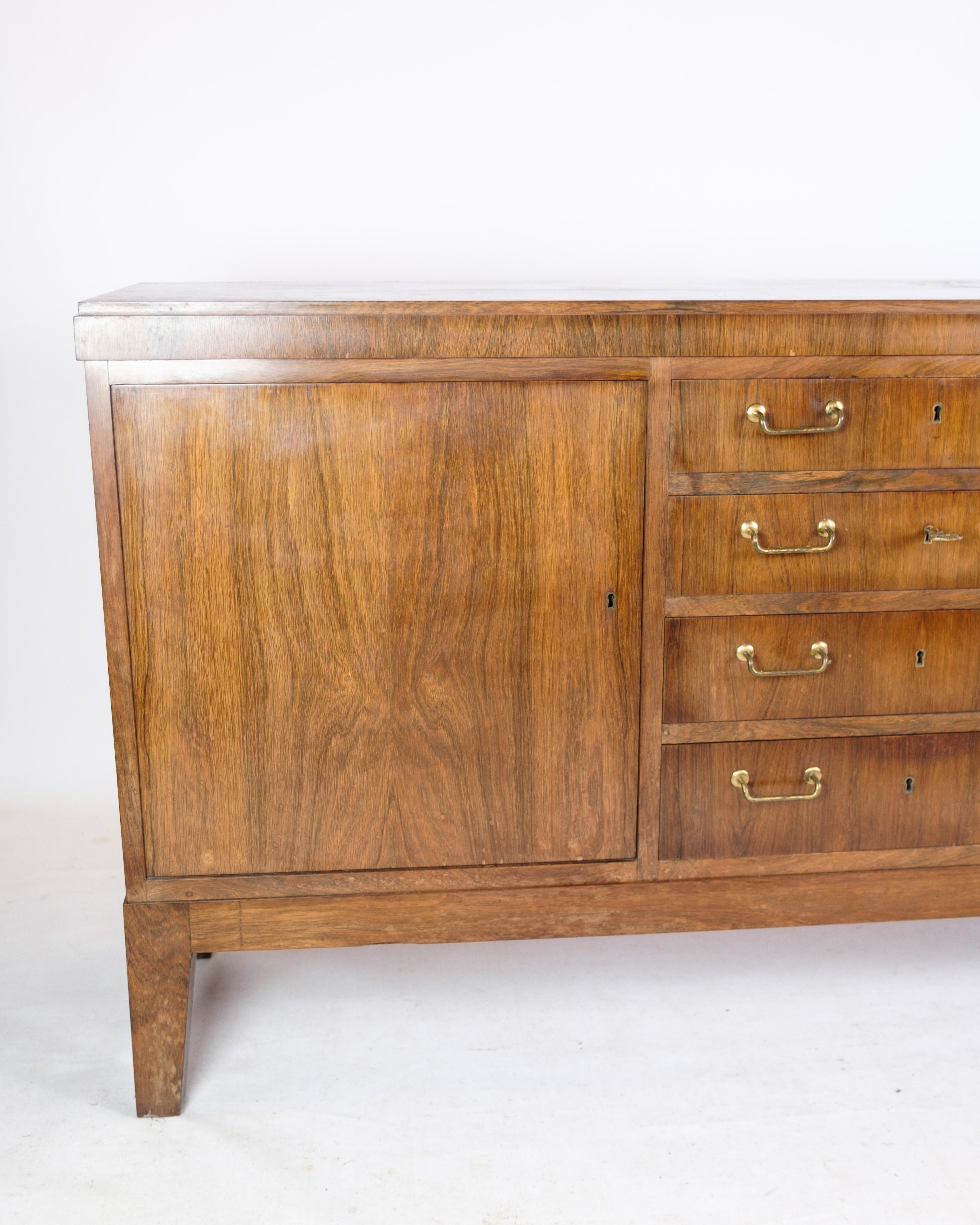 Low Sideboard in Rosewood with Brass Handles of Danish Carpenter From 1950s For Sale 6