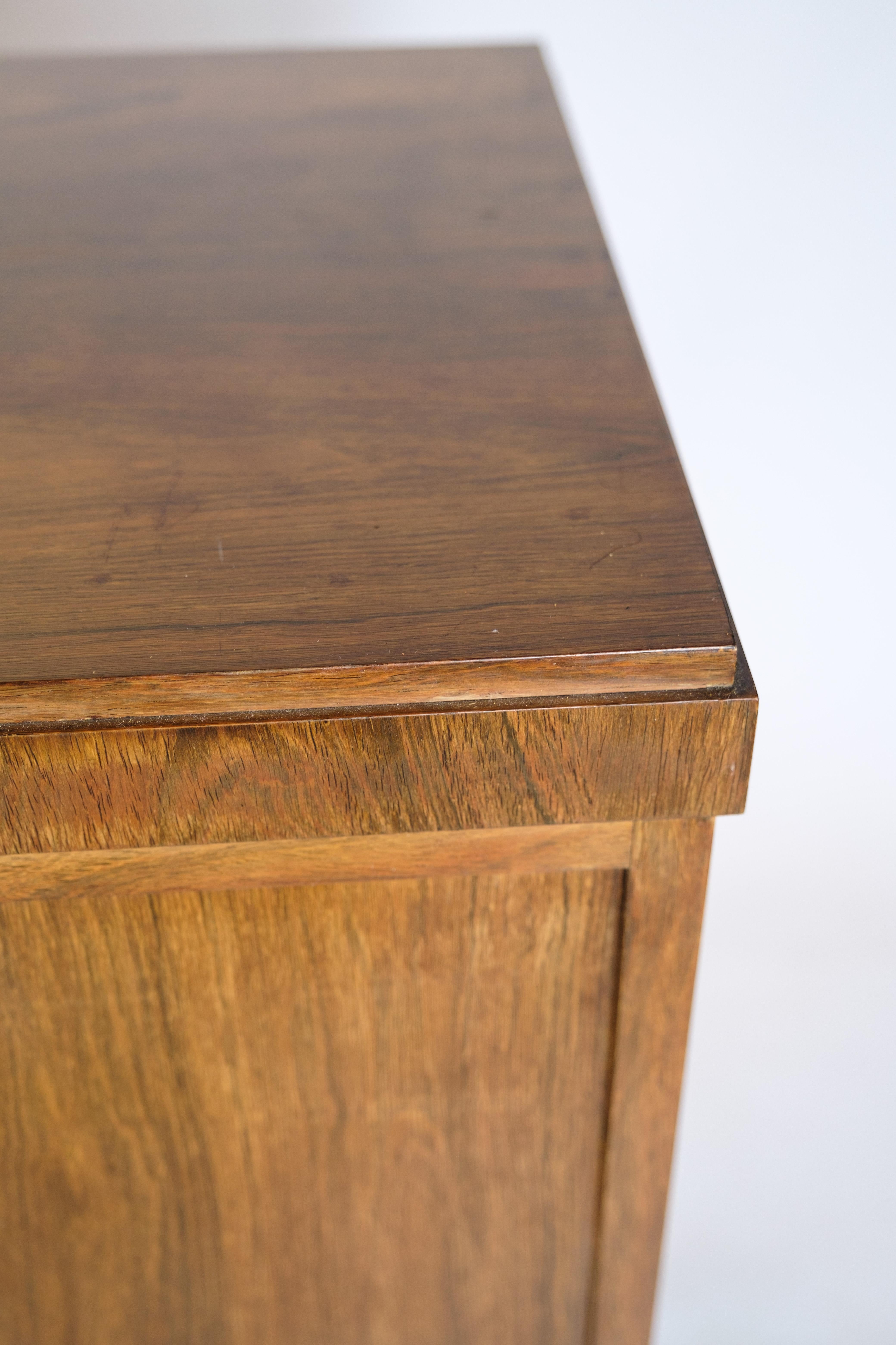 Scandinavian Modern Low Sideboard in Rosewood with Brass Handles of Danish Carpenter From 1950s For Sale