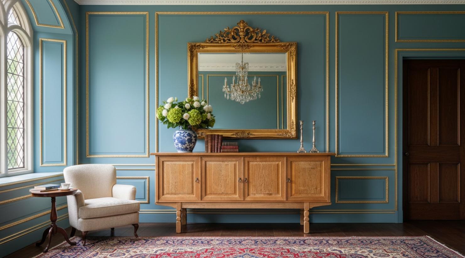 Low sideboard in solid oak, designed by Henning Kjærnulf in the 1960s. The piece features a refined Brutalist expression with four doors and round metal handles. Inside, the cabinet offers generous storage space. The condition is very good for its