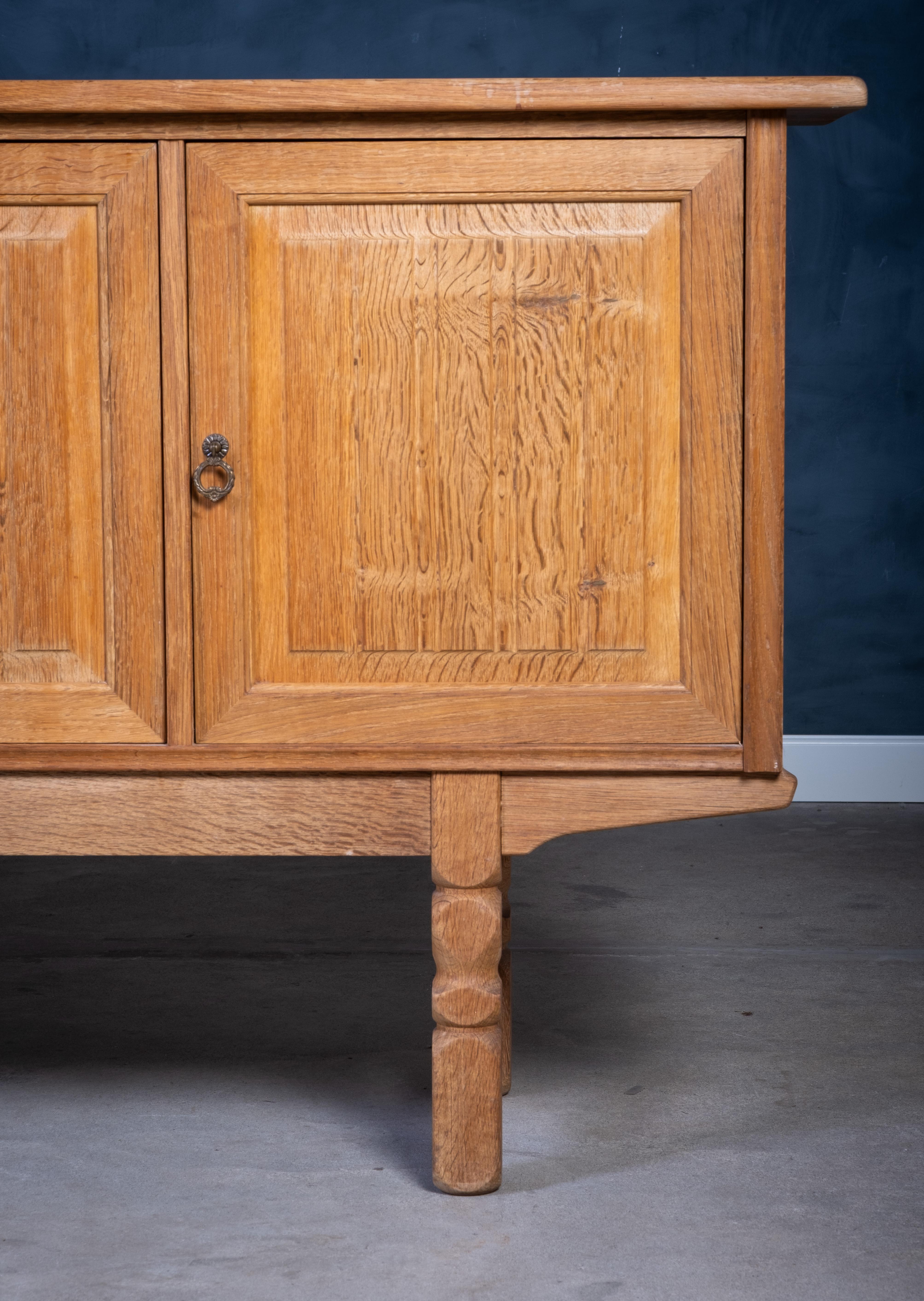 Low Sideboard in Solid Oak by Henning Kjærnulf, 1960s For Sale 1