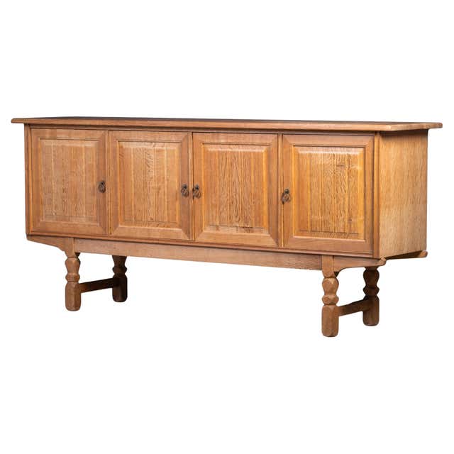 Low Brutalist Sideboard in Oak, Danish Mid Century, Henning Kjærnulf ...