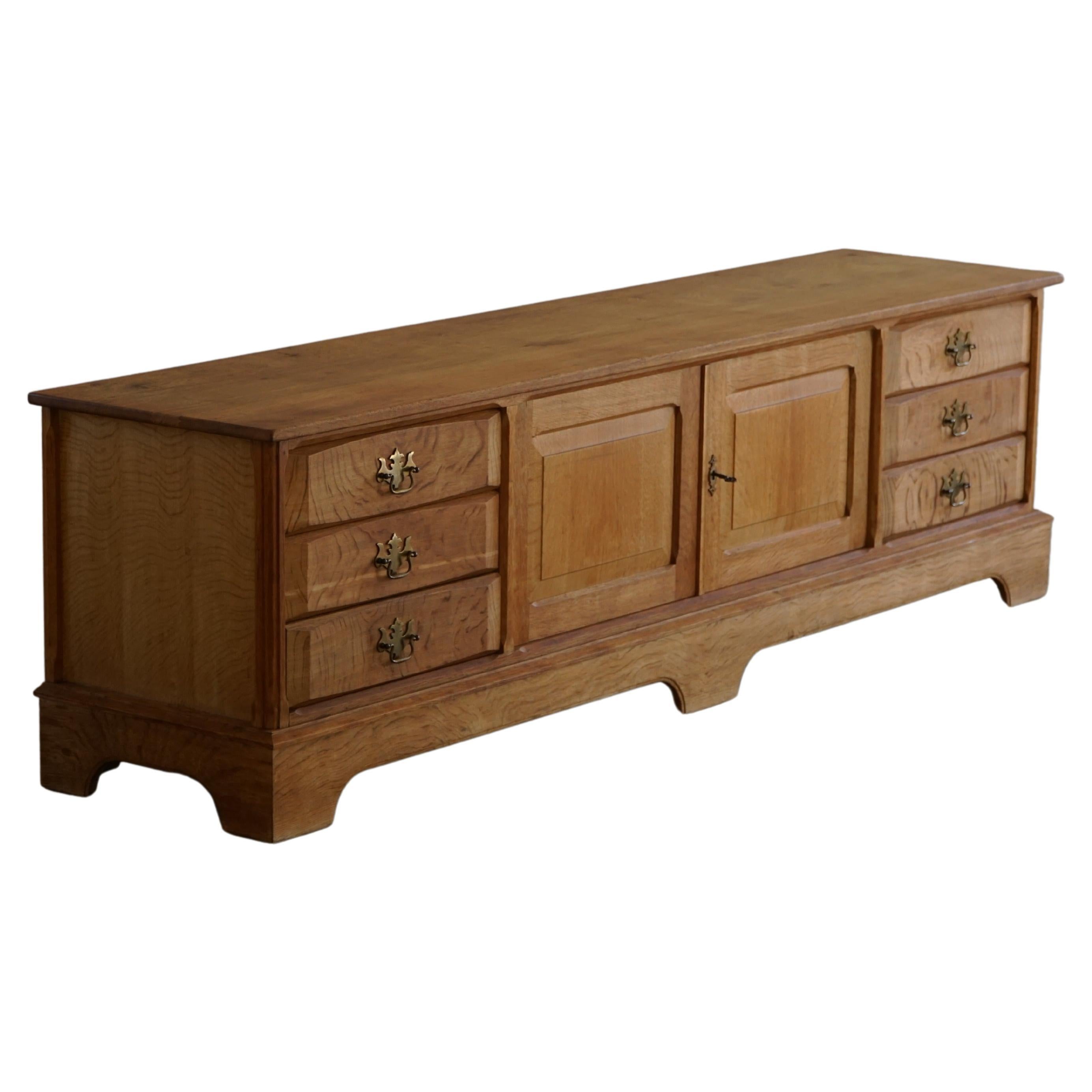 Low Sideboard in Solid Oak, Made by a Danish Cabinetmaker, Midcentury, 1960s