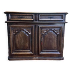 Low Sideboard – Louis XIV Period – Solid Walnut – Wrought Iron Fittings
