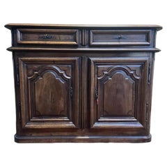 Low Sideboard – Louis XIV Period – Solid Walnut – Wrought Iron Fittings