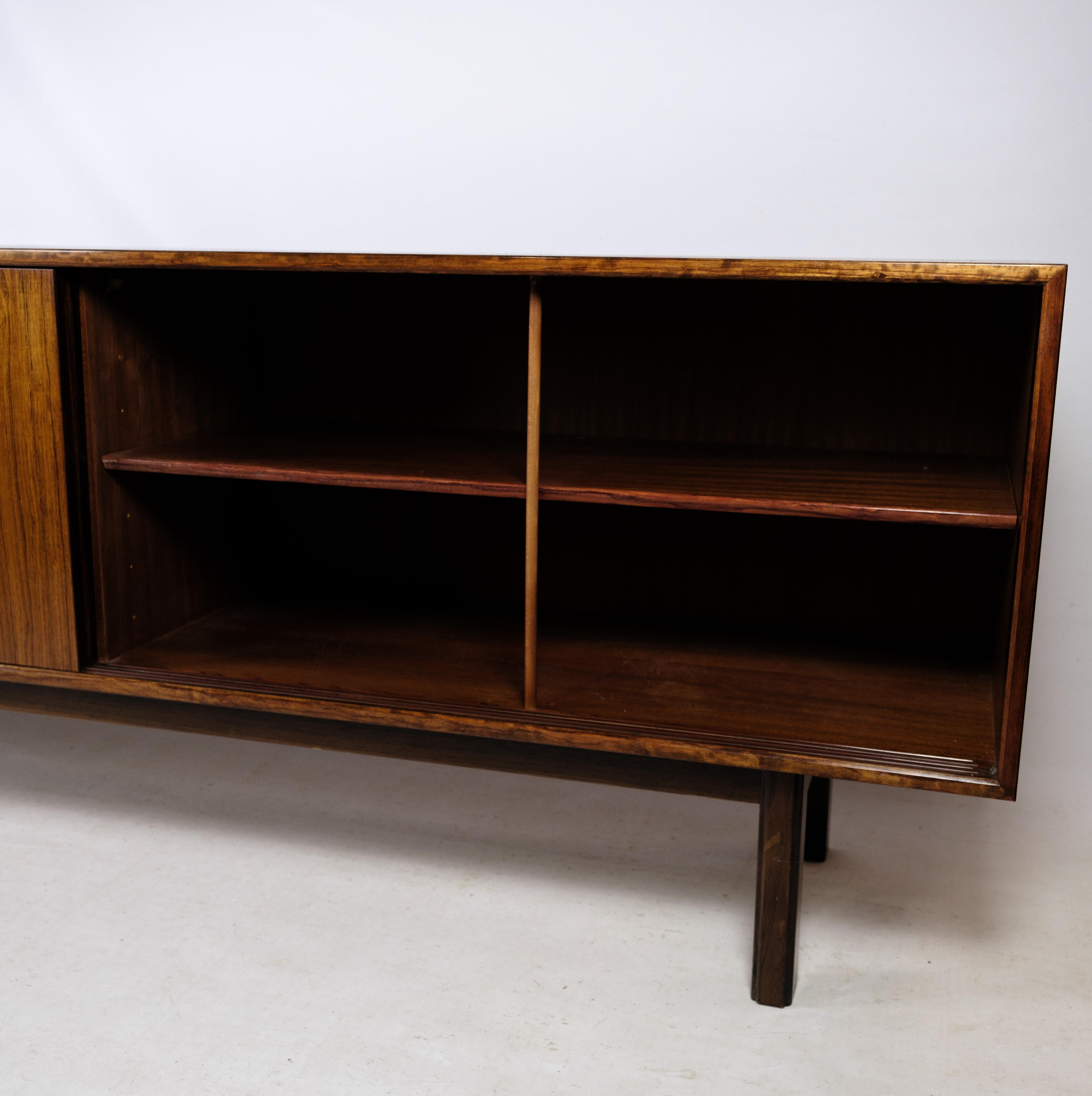 Mid-Century Modern Low Sideboard By Omann Junior Made In Rosewood, Danish Design From 1960s For Sale