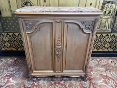 Low Sideboard Two Doors Louis XIX Style – Brèche Violette Marble – Brass