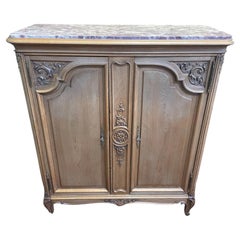 Low Sideboard Two Doors Louis XIX Style – Brèche Violette Marble – Brass