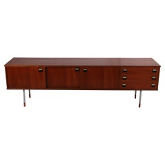 Low Sideboard with Sliding Doors and Bakelite Handles, 1960s