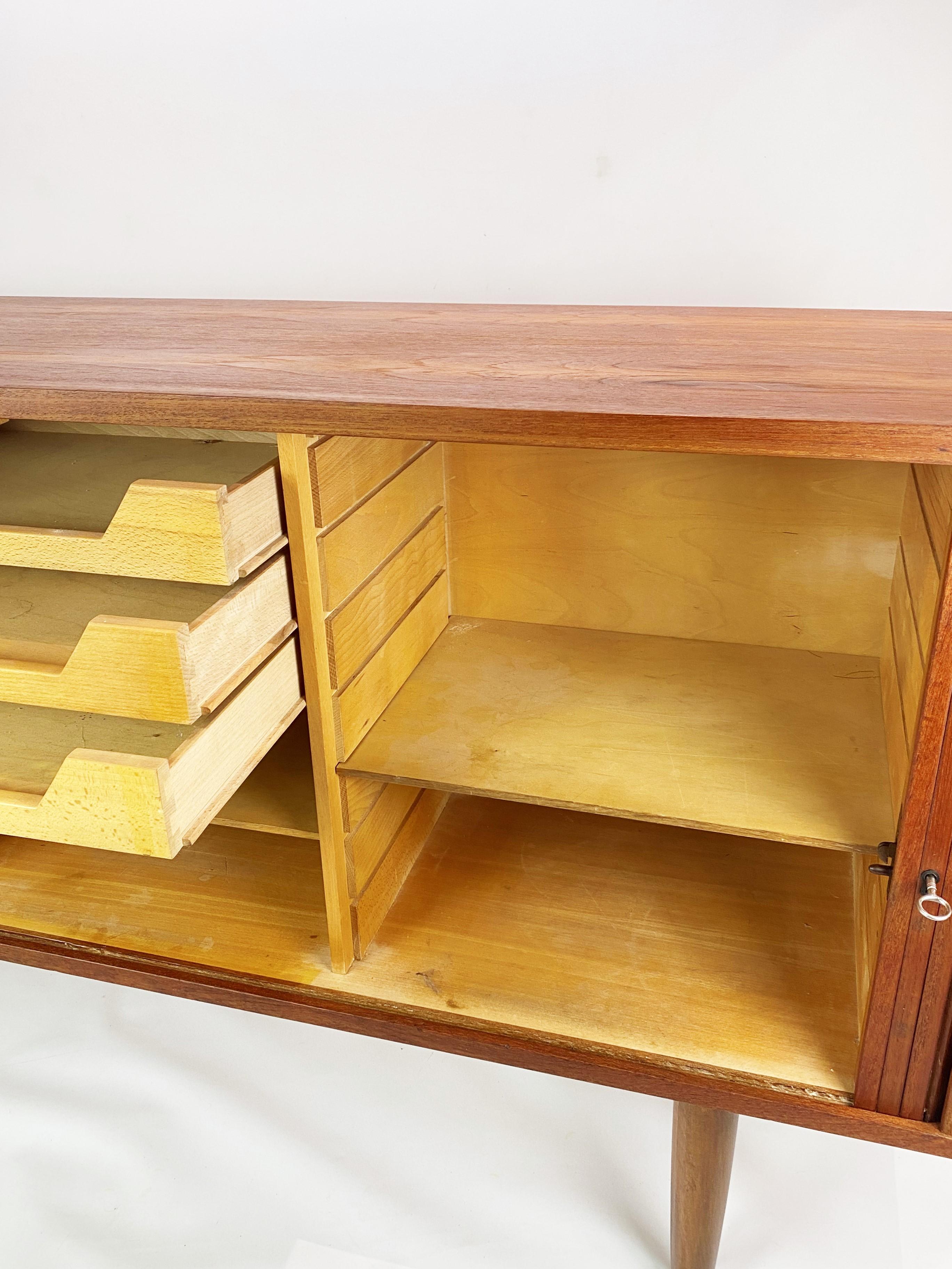 Low Sideboard with Sliding Doors in Teak of Danish Design, 1960s 6