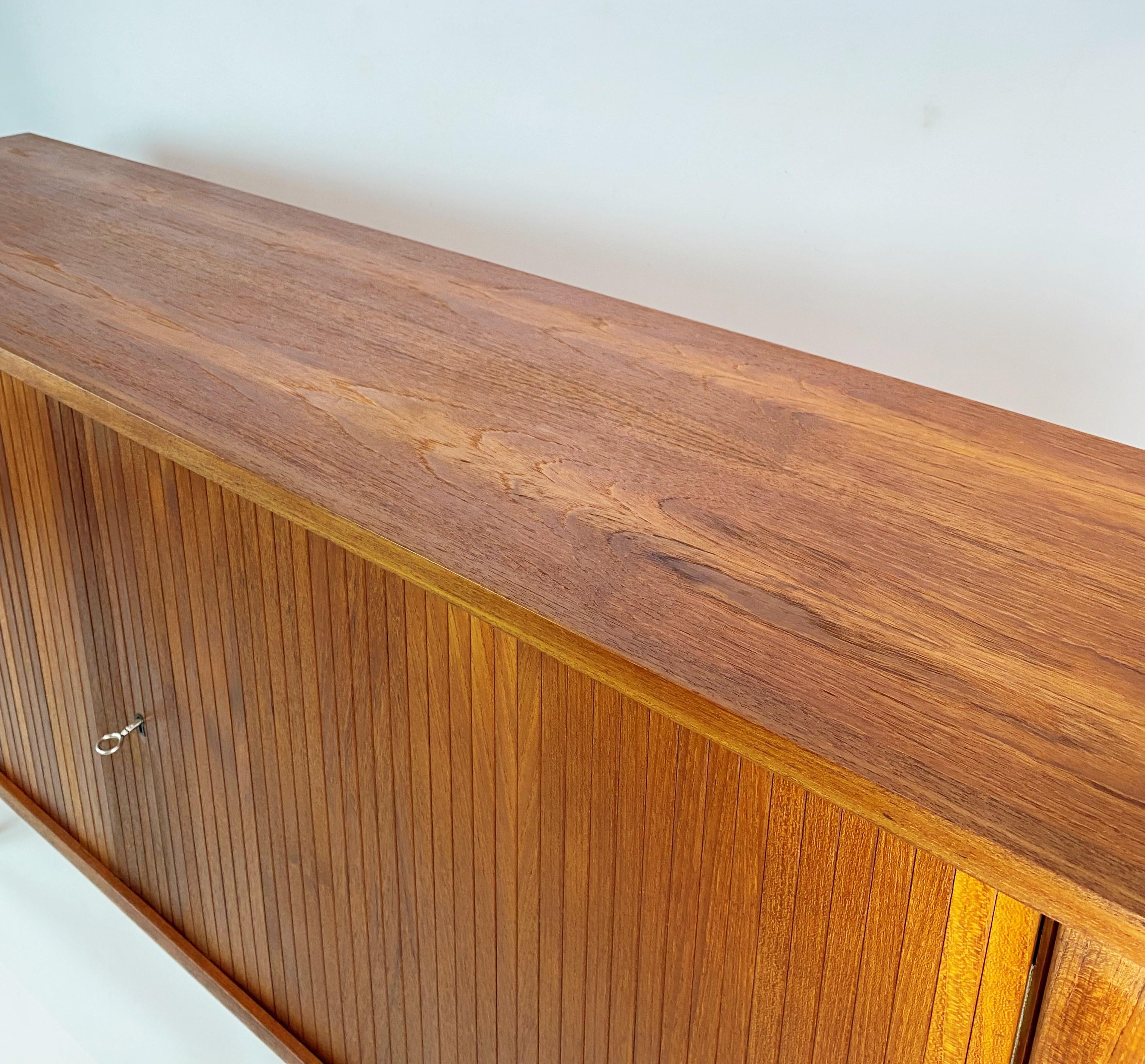 Low Sideboard with Sliding Doors in Teak of Danish Design, 1960s 2