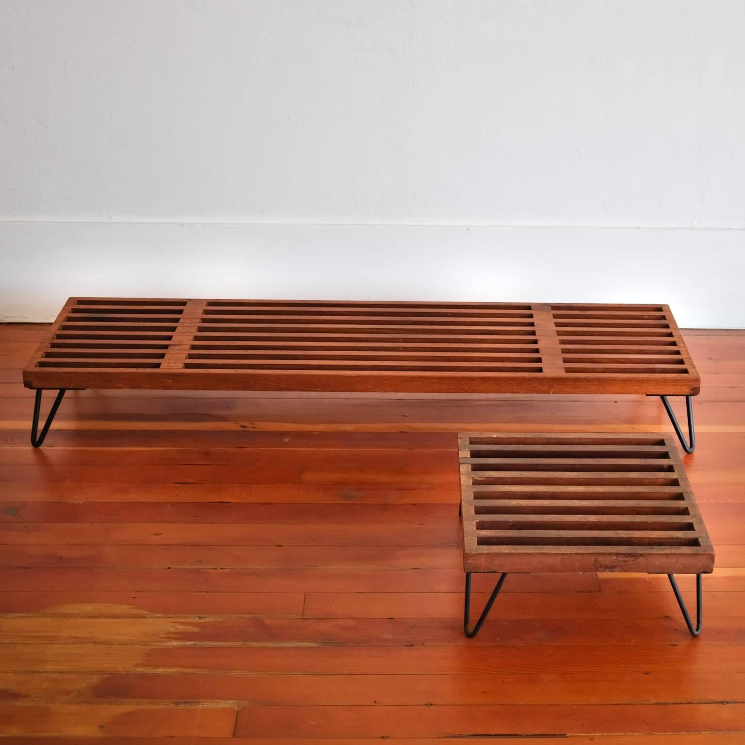 Low Slatted Wood Midcentury Display Tables 7
