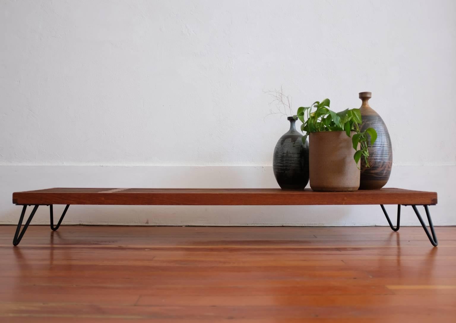 American Low Slatted Wood Midcentury Display Tables
