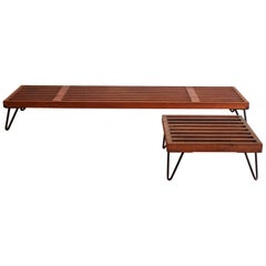 Low Slatted Wood Midcentury Display Tables
