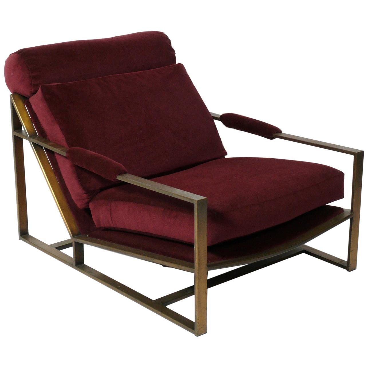 Low Slung Milo Baughman Lounge Chair in Bronze Finish