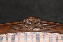 Low Slung Pair Carved Walnut French Carved Louis XV Bergere Chairs