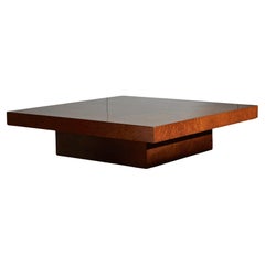 Vintage Low Square Coffee Table with Hexagon Patterns