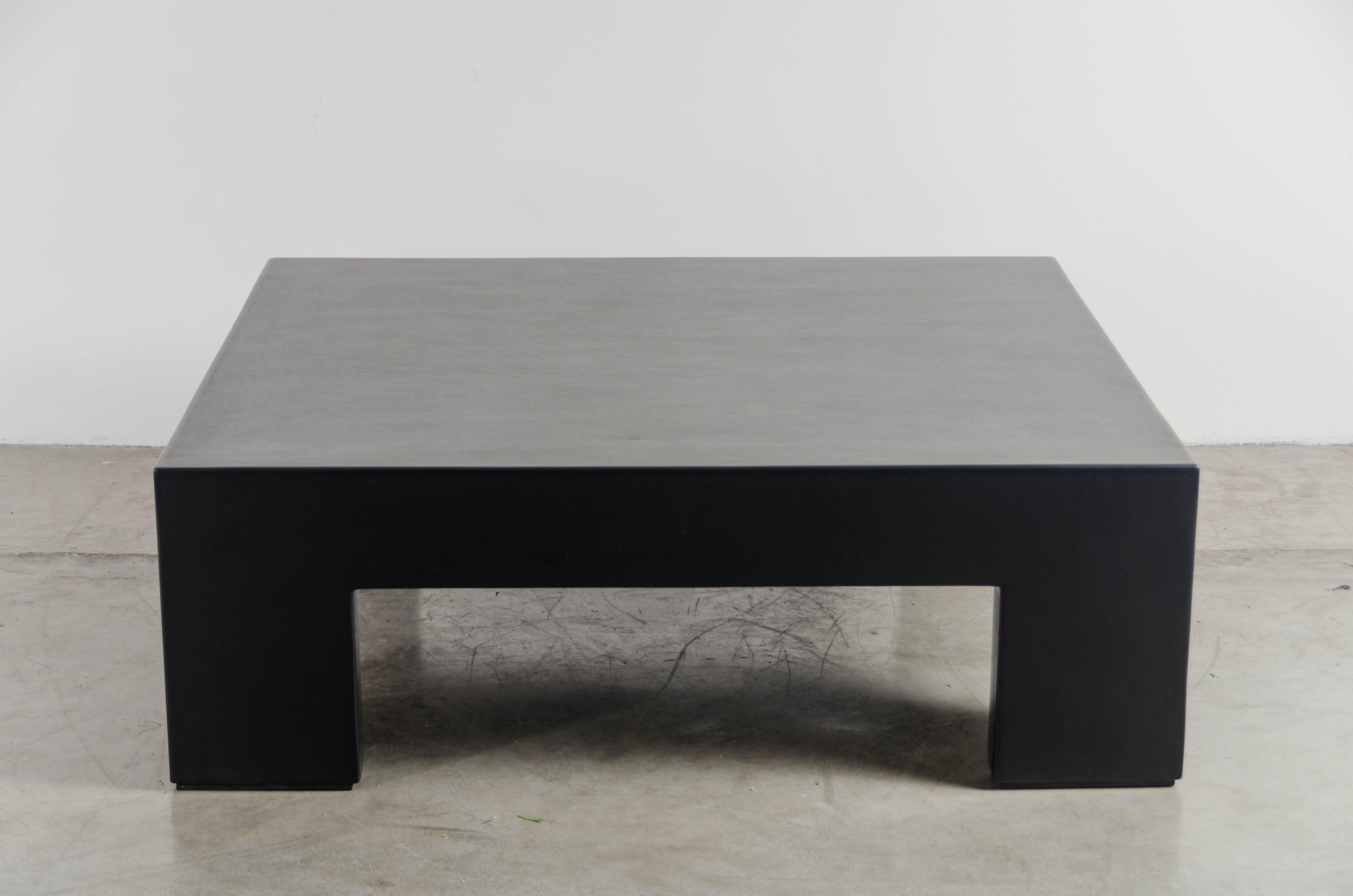 Low square table
Black Lacquer (80 coats)
Handmade
Limited Edition

Lacquer is a technique that dates back to the Shang dynasty, circa 1600-1100 B.C. These pieces are made with at least 60 coats of organic lacquer. Each layer of lacquer is