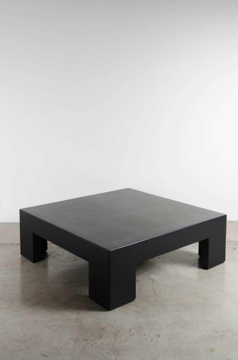 Repoussé Low Square Table in Black Lacquer by Robert Kuo, Limited Edition For Sale