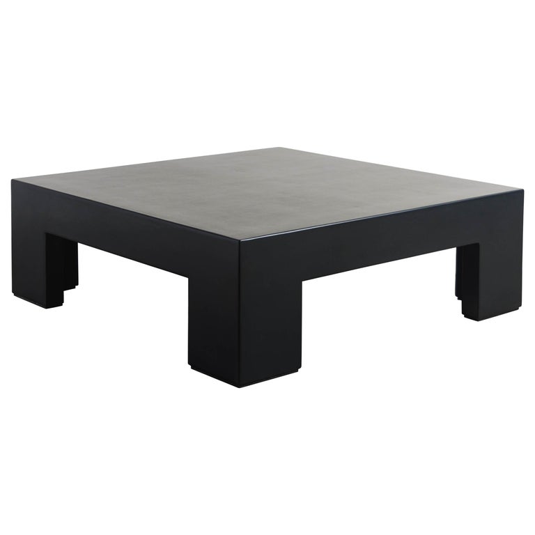 Green Awkward Inefficient Low Square Table in Black Lacquer by Robert Kuo, Limited Edition For Sale  at 1stDibs