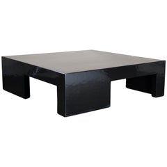 Low Square Table with Alternate Legs, Black Lacquer by Robert Kuo, Limited