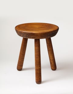 Low Stained Pine Milking Stool, 21st C.