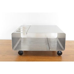 Low Steel Bar Table on Wheels, 1970's