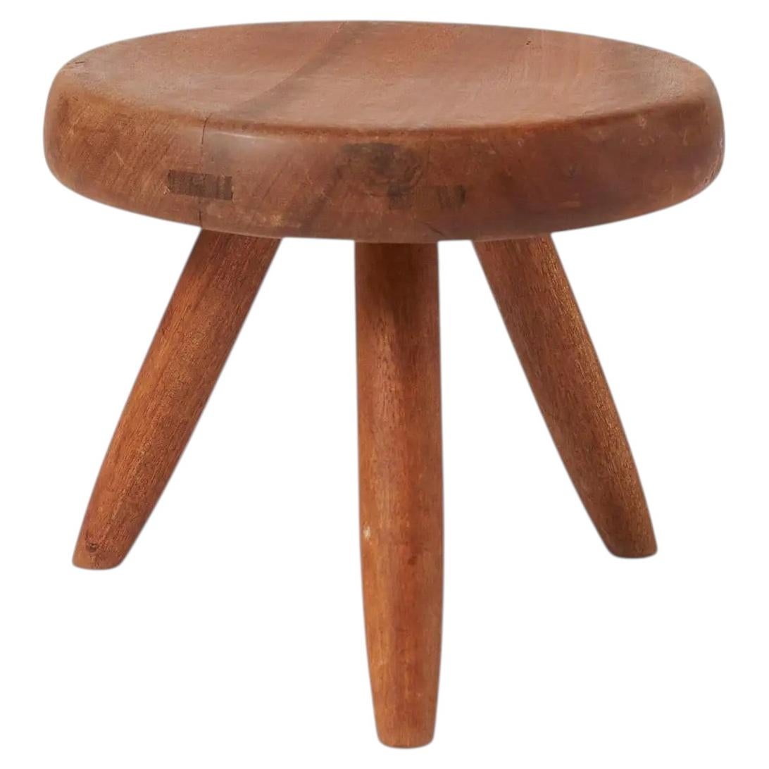 Low Stool by Charlotte Perriand, Mahogany, Modern Design, 1950s For Sale