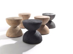 Low stool Coffee table made of a single block of cedar Riva 1920 Clessidra Black