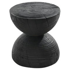 Low stool Coffee table made of a single block of cedar Riva 1920 Clessidra Black