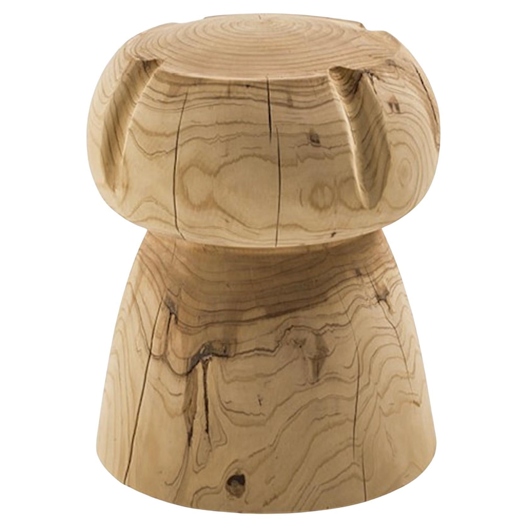 Low stool/Coffee table made of a single block of cedar Riva 1920 Miss Champagne