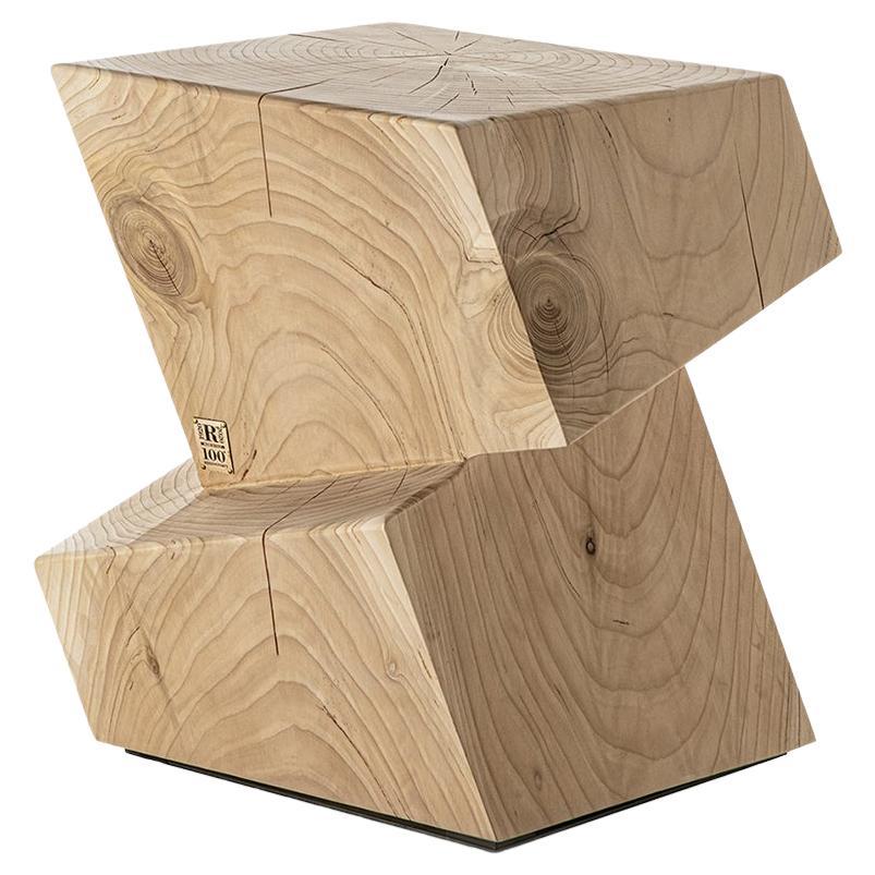 Low stool / Coffee table made of a single block of cedar Riva 1920 Rotterdam For Sale