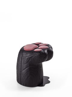 Low stool made of a single block of volcano cedar Riva 1920 Miaooo Stool