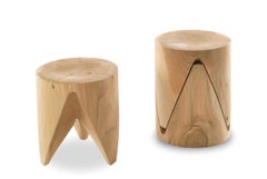 Low stool / Side table made of a singleblock of cedar Riva 1920 J+I Zig+Zag