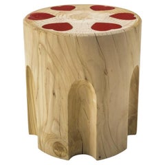 Low stool / Side table made of a singleblock of cedar Riva 1920 Sparacuori