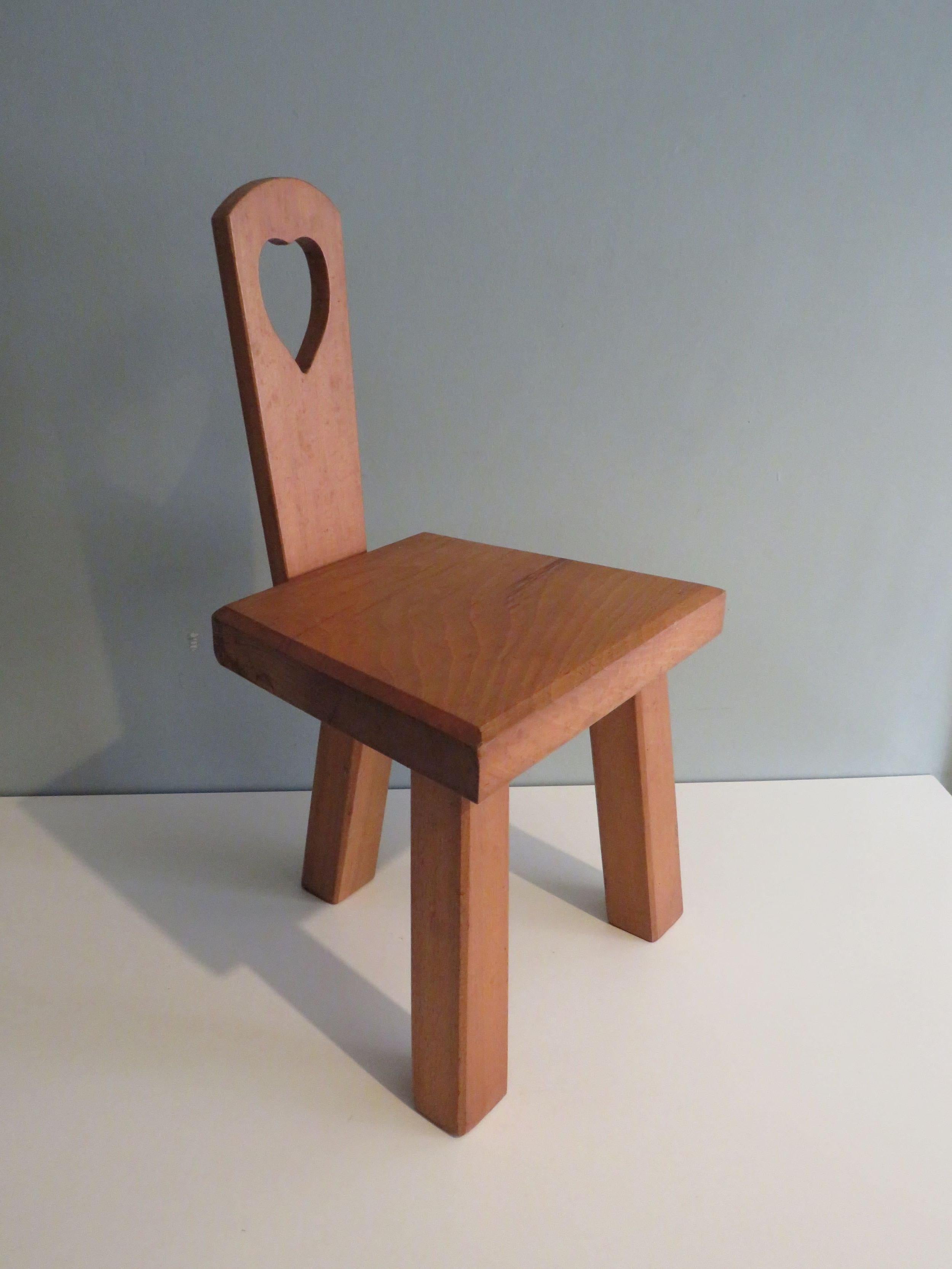Brutalist Low stool with backrest or child seat, Belgium 1970s For Sale